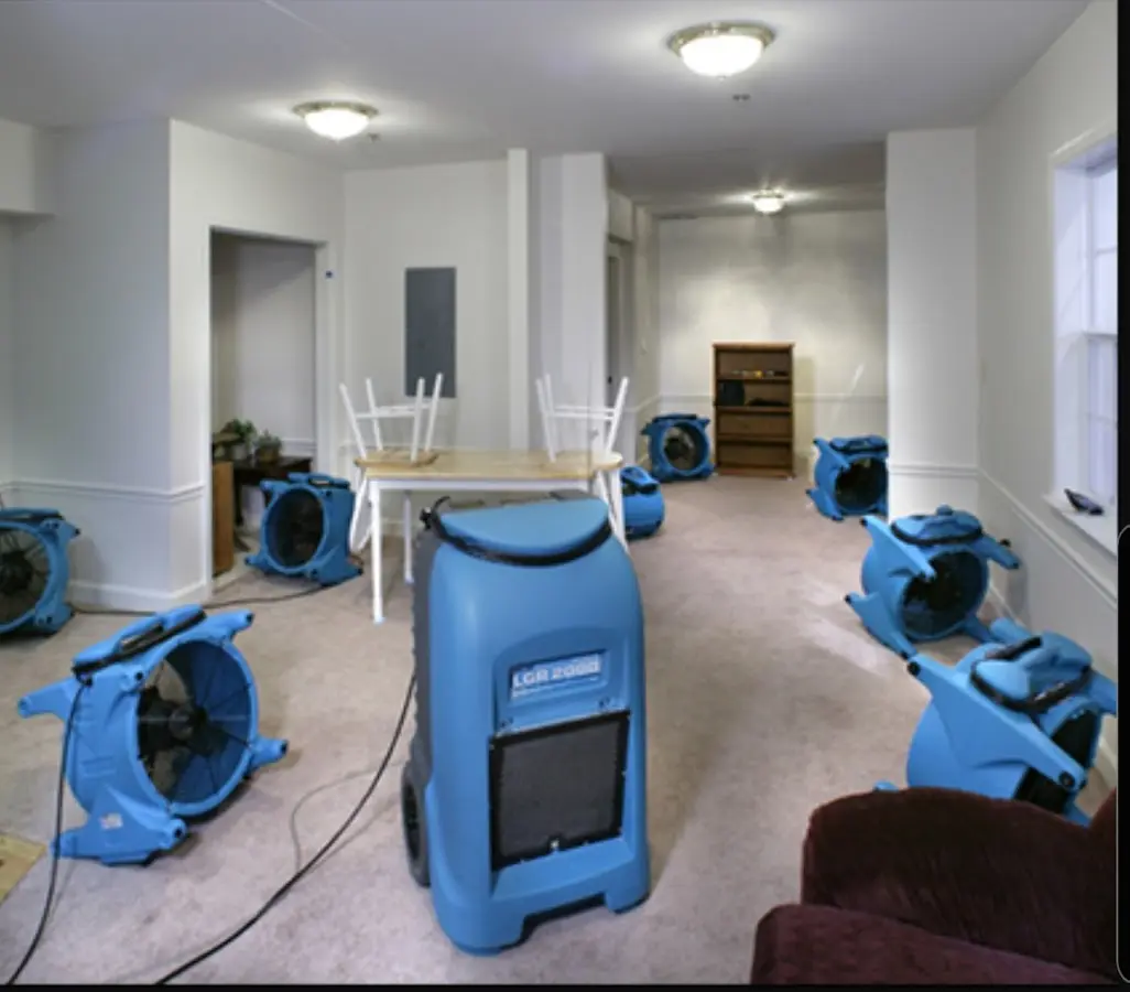 Air movers and dehumidifier setup for Water Extraction & Removal in Ogden